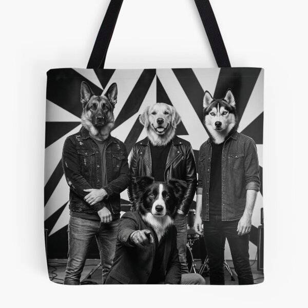 Item preview, Rock Band Dogs – Ultra Realistic Dog Band Portrait (Border Collie, German Shepherd, Husky, Golden Retriever) designed and sold by Yassine Ardi.