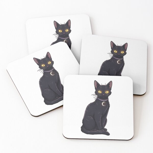 Item preview, Black Cat with Moon Charm Collar and Golden Eyes designed and sold by pumsquare.