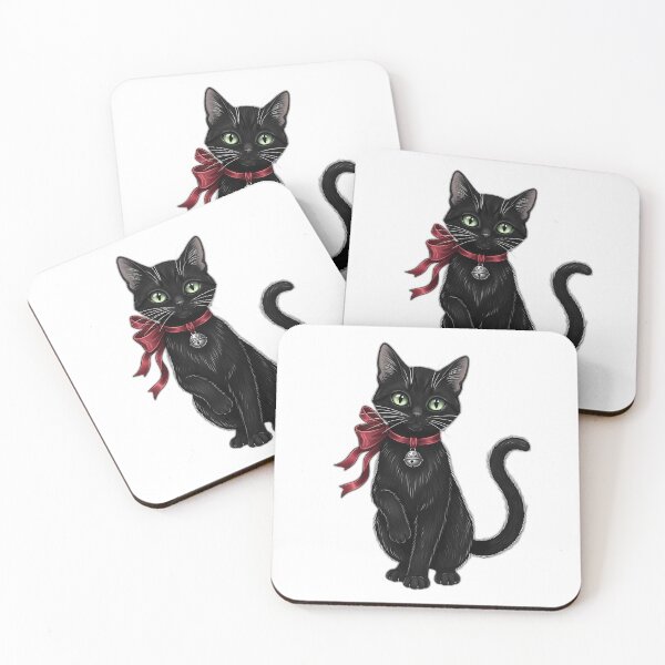 Item preview, Black Cat Wearing Velvet Ribbon and Tiny Silver Bell designed and sold by pumsquare.