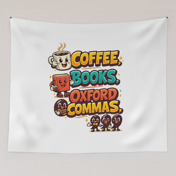 Item preview, Coffee Books Oxford Commas designed and sold by LuveraxArt.