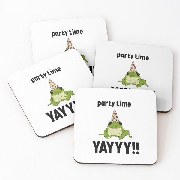 Item preview, Funny Party Frog – “It’s Party Time Yay!” Cute Frog With Party Hat – Celebration Meme Sticker designed and sold by JolaDesignss.
