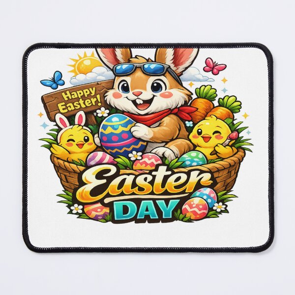 Item preview, Cute Easter Bunny With Colorful Eggs – Happy Easter Day designed and sold by MOUZAT.