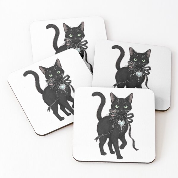 Item preview, Black Cat with Crystal Heart Charm and Ribbon Bow designed and sold by pumsquare.