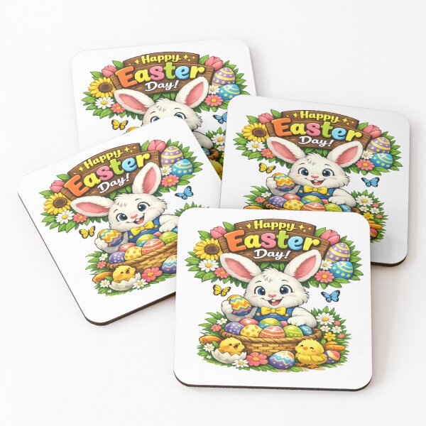 Item preview, Cute Easter Bunny With Colorful Eggs – Happy Easter Day designed and sold by MOUZAT.
