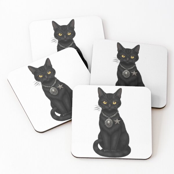 Item preview, Black Cat with Antique Locket and Star Brooch designed and sold by pumsquare.