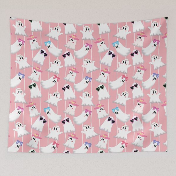 Item preview, Cute little ghosts with pink background designed and sold by Snookies Prints.
