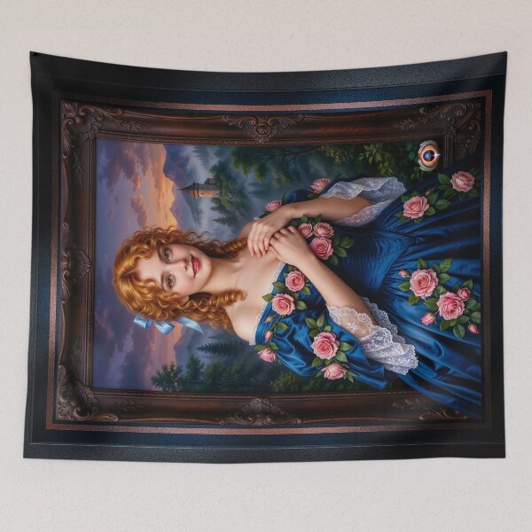 Item preview, Valloria Montesaliel Framed By Elegant Landscape Painting Timeless AI Concept Art by Xzendor7 designed and sold by Xzendor7 Digital Art Creations.