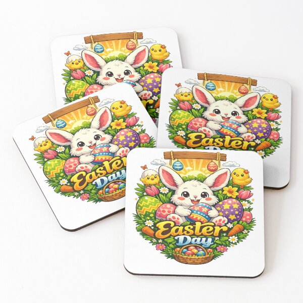Item preview, Cute Easter Bunny With Colorful Eggs – Happy Easter Day designed and sold by MOUZAT.