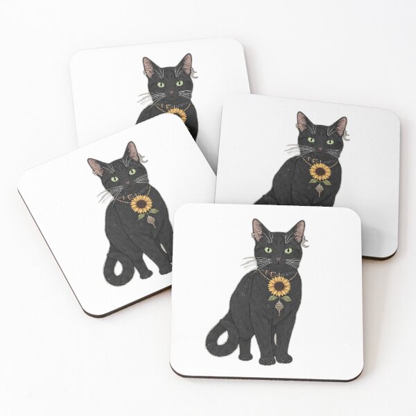 Item preview, Black Cat with Sunflower Charm and Crescent Earring designed and sold by pumsquare.