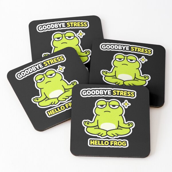 Item preview, Goodbye Stress Hello Frog – Funny Zen Frog Meme designed and sold by VibeOffline Studio.