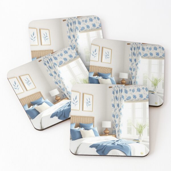 Item preview, Blue Coastal Bedroom with Natural Woven Textures designed and sold by Vida e Arte.