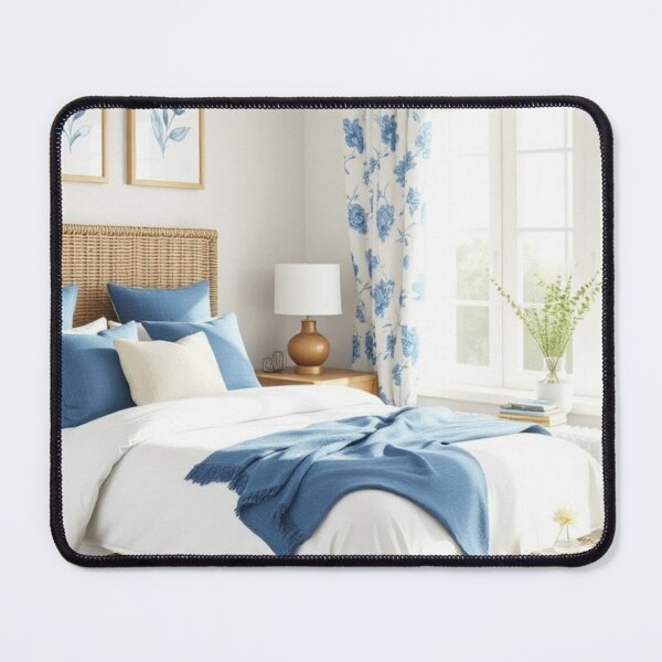 Item preview, Blue Coastal Bedroom with Natural Woven Textures designed and sold by Jade Ado.