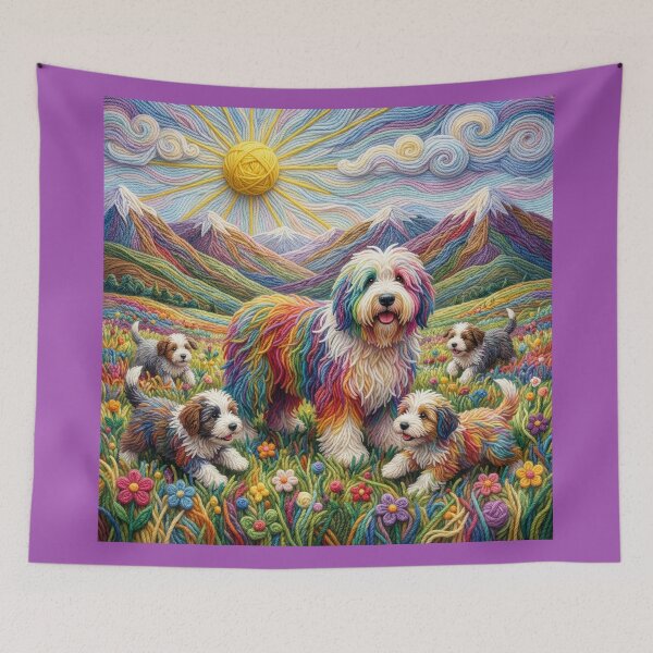 Item preview, Yarn Sheepdog and Puppies in Yarn Meadow designed and sold by Tridentulus.