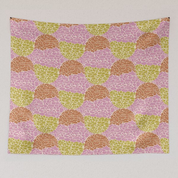 Item preview, Tortoise Shell Pebble Mosaic Pattern_Terracotta_Olive_Pink designed and sold by YaldiDesign.