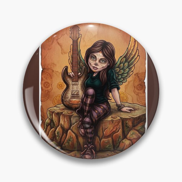 Item preview, Rocker Angel Sugar Skull Girl with Electric Guitar designed and sold by KabronX.