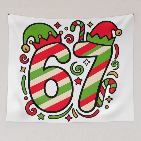 Item preview, six seven meme with christmas elf hat humor designed and sold by ArtDesignTp.