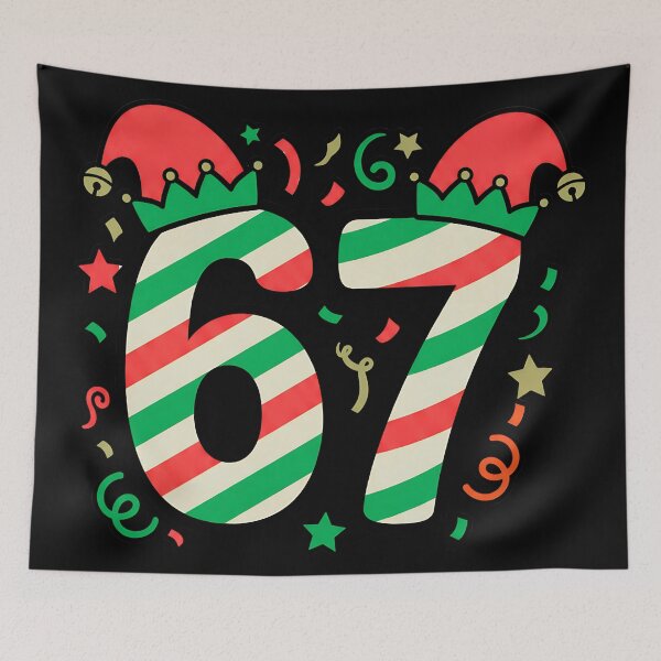 Item preview, funny six seven christmas elf hat meme art designed and sold by ArtDesignTp.