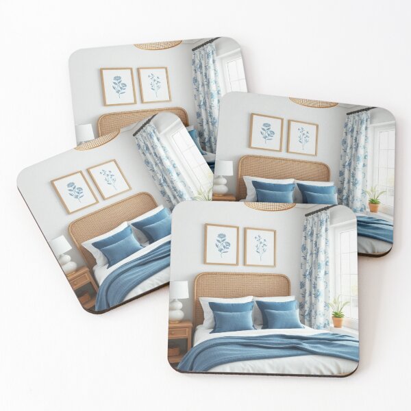 Item preview, Mediterranean Coastal Bedroom with Woven Textures designed and sold by Jade Ado.