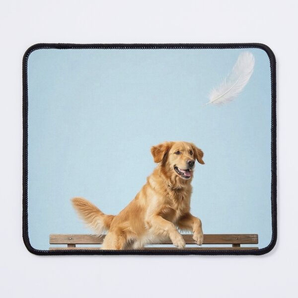 Item preview, Doggy Jump – Funny Dog Movie Poster Parody | Cute Golden Retriever Bench Art designed and sold by Yassine Ardi.
