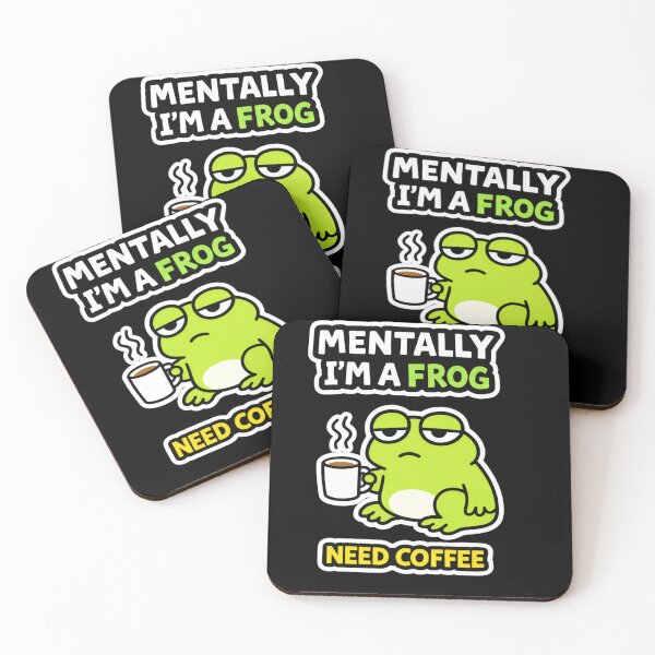 Item preview, Mentally I’m a Frog Need Coffee – Funny Tired Frog Meme designed and sold by VibeOffline Studio.