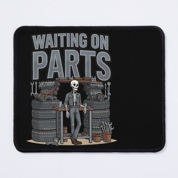 Item preview, skeleton waiting on parts funny garage mechanic art designed and sold by ArtDesignTp.