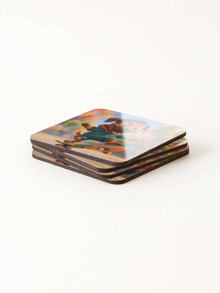 Thumbnail 4 of 5, Coasters (Set of 4), Skater Rhodesian Ridgeback designed and sold by Sillytoe.