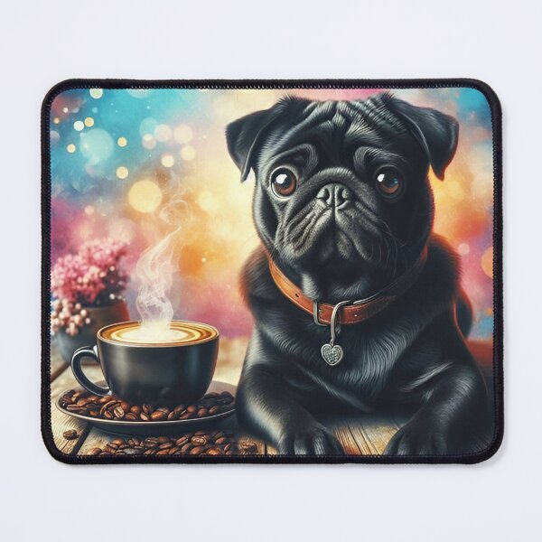 Item preview, Black Pug Drinking Coffee designed and sold by The Coffee Critters.