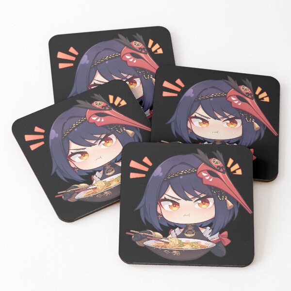 Item preview, Kujou Sara Genshin Impact Chibi Kawaii Ramen Noodles Mood designed and sold by mildaclairmo.