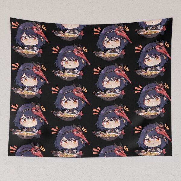 Item preview, Kujou Sara Genshin Impact Chibi Kawaii Ramen Noodles Mood designed and sold by mildaclairmo.