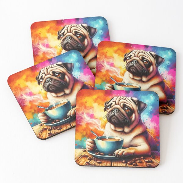 Item preview, Pug Drinking Coffee designed and sold by The Coffee Critters.