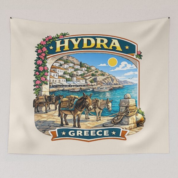 Item preview, Hydra, Greece - Harbor & Donkeys designed and sold by Myra365Art.