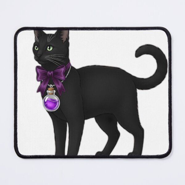 Item preview, Black Cat with Tiny Apothecary Vial Pendant and Velvet Bow designed and sold by pumsquare.