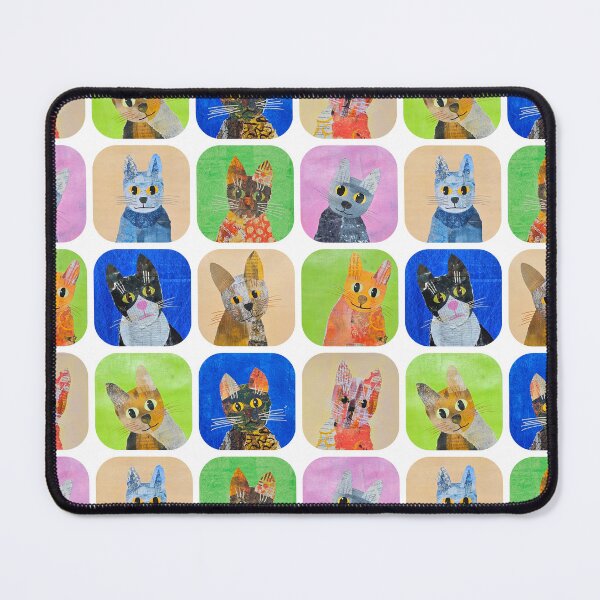 Item preview, Collaged cats in a pattern repeat designed and sold by RachelHayesArt.
