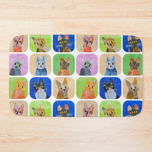 Item preview, Collaged cats in a pattern repeat designed and sold by RachelHayesArt.