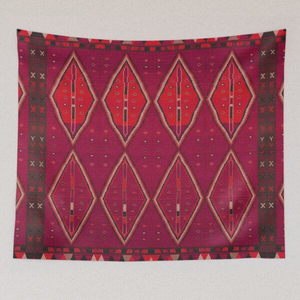 Item preview, The Crimson Symmetry: Handwoven Tribal Kilim Art designed and sold by SpaceBazaar.