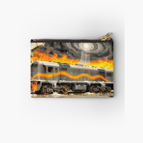 Item preview, Black Surreal Abandoned Blue Locomotive with Cosmic Galaxy Sky and Icy Winter Atmosphere - Digital Art Concept designed and sold by Gabi.Media.