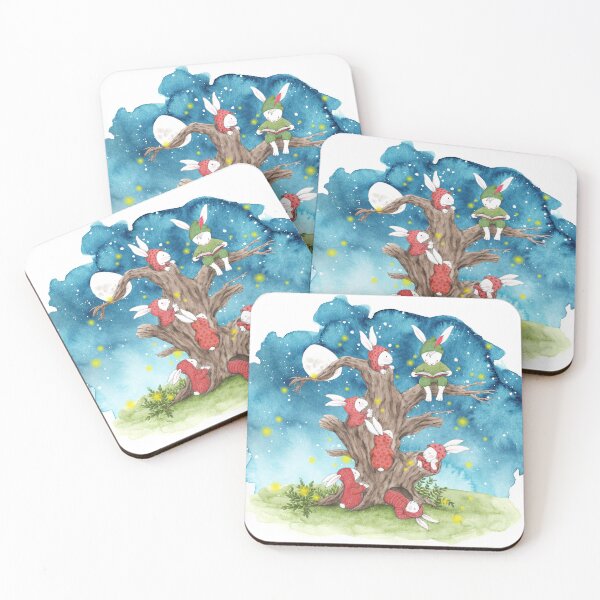 Item preview, Rabbits reading with stars designed and sold by genoveva ilustracion.