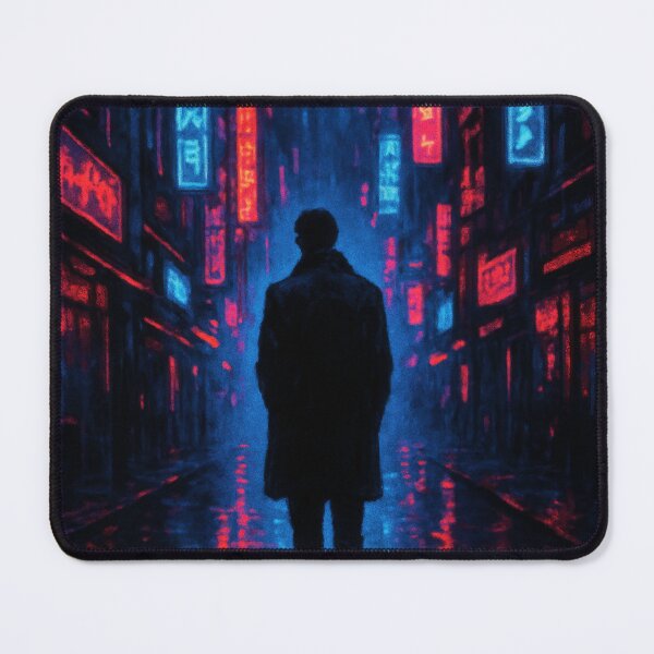 Item preview, Cyberpunk Solitude / Rainy Night Neon City Silhouette designed and sold by calisto4u.