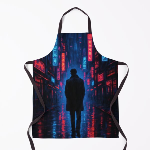 Item preview, Cyberpunk Solitude / Rainy Night Neon City Silhouette designed and sold by calisto4u.