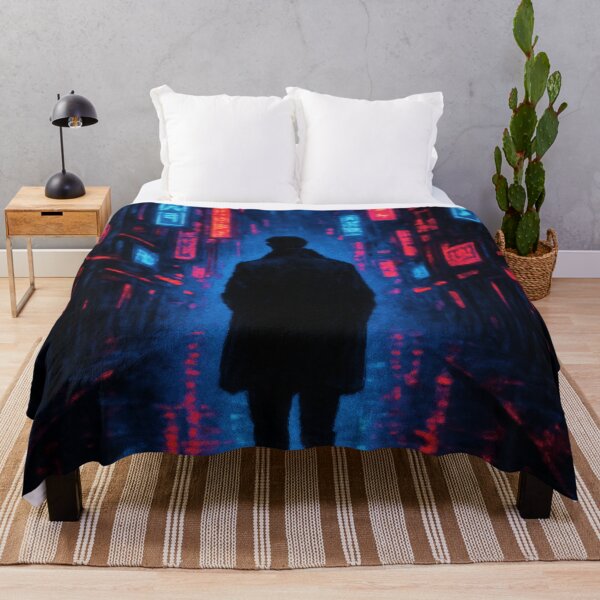 Item preview, Cyberpunk Solitude / Rainy Night Neon City Silhouette designed and sold by calisto4u.