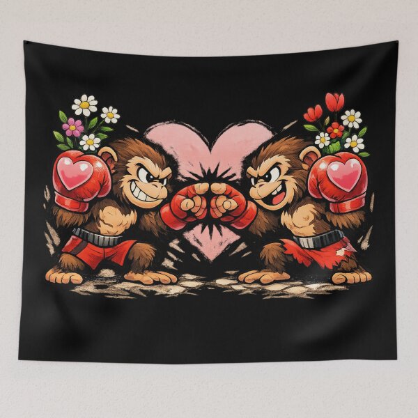 Item preview, Funny Punch Monkey Love Fight – Cute Boxing Monkey Cartoon designed and sold by Yasmine Mohammed.