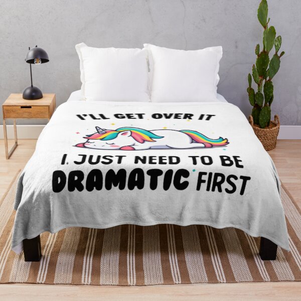 Item preview, I’ll Get Over It I Just Need To Be Dramatic First Funny Cartoon Unicorn designed and sold by SkeletonsDanger.