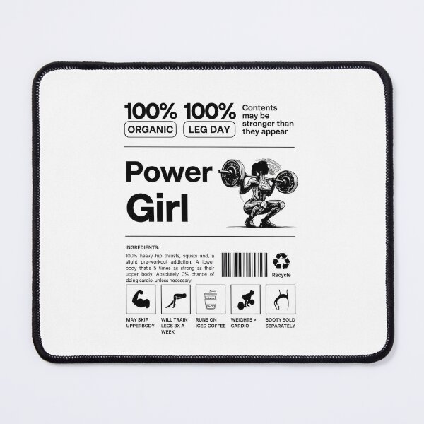 Item preview, Power Girl Gym Ingredients Nutrition Facts - Funny Fitness Squat Art designed and sold by Ahmed-G-Designs.