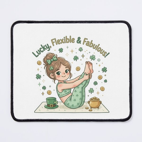 Item preview, St. Patrick’s Day Pilates Girl | Lucky Flexible & Fabulous | Cute Kawaii Shamrock Fitness Design designed and sold by TeeUp2.