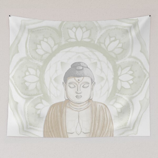 Item preview, Buddha Padma Watercolor - Dove Fog Dove - Tea Halo designed and sold by Irene Estelle.