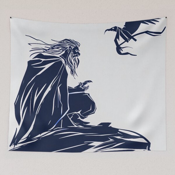 Item preview, Bragi, Norse mythology - Blue Abstract Art designed and sold by shadow-bloom.