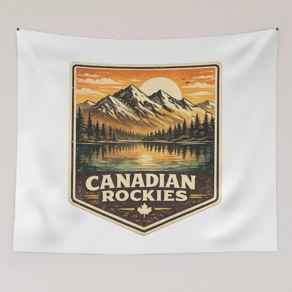 Item preview, Canadian Rockies Vintage Travel Poster – Banff Alberta Mountain Landscape Retro Canada Nature Art designed and sold by Globalcitytees.