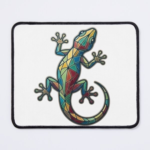 Item preview, Stained Glass Geometric Gecko - Colorful Mosaic Reptile designed and sold by Fox-printing.