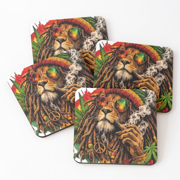 Item preview, Smoking Lion of Judah in Rasta Colors designed and sold by Shirtaholism.