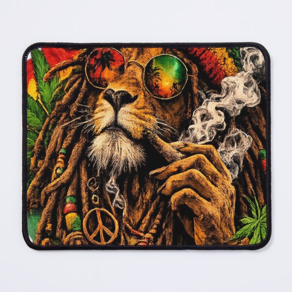 Item preview, Smoking Lion of Judah in Rasta Colors designed and sold by Shirtaholism.